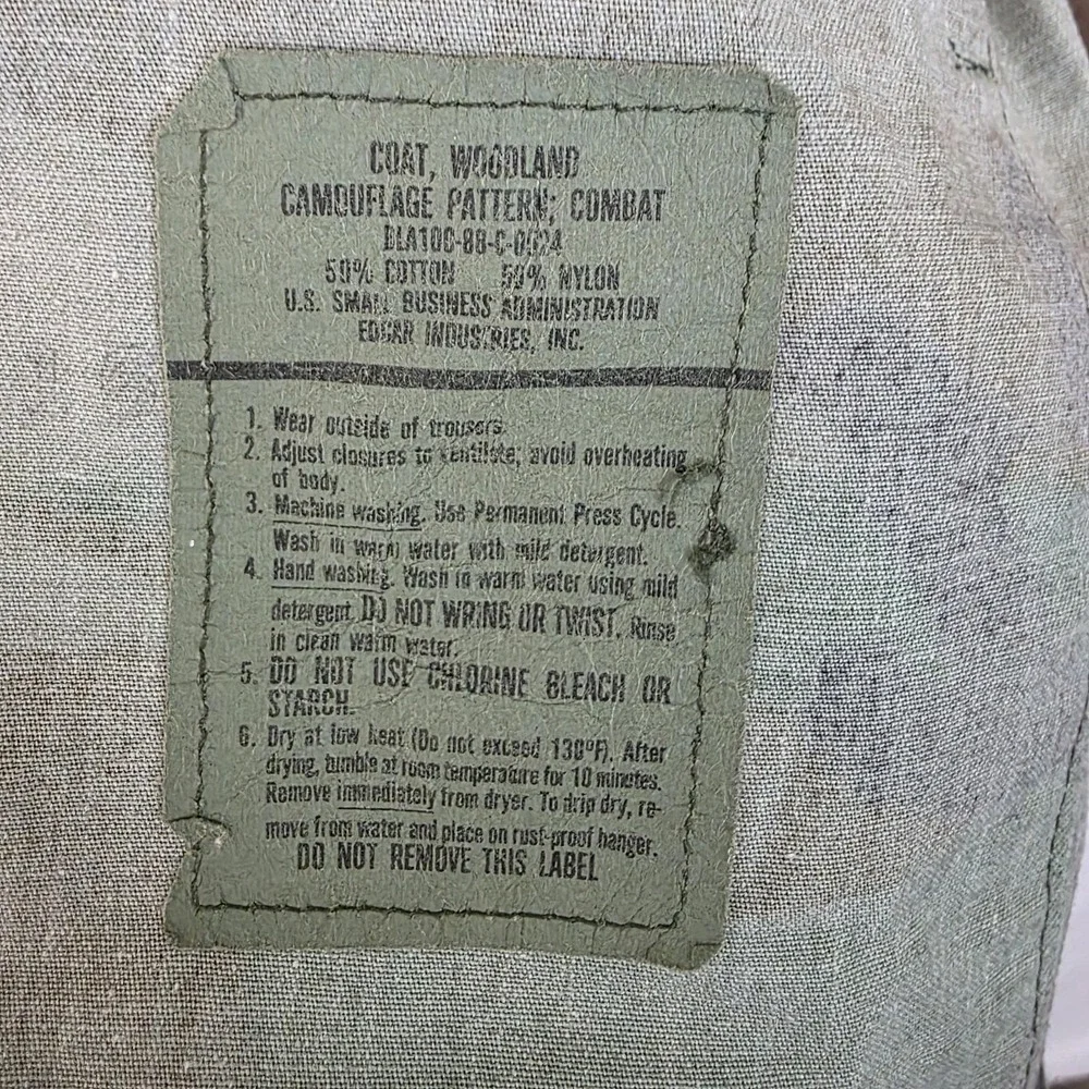 US Army Jacket Mens Med Reg Combat Coat Woodland Camo Name Airborne Calvary 1988